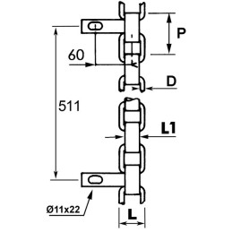 CHAINE PLATE 73X9 EQUIPEE PR MAT