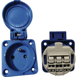 SOCLE DE TABLEAU 2P+T 10/16A 250V BLEU+OBTURATEUR