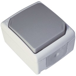 BOUTON POUSSOIR GRIS CLAIR  - IP 54