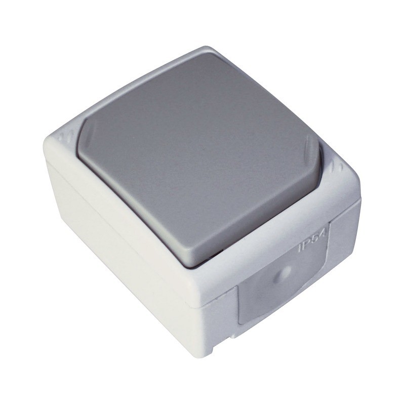 BOUTON POUSSOIR GRIS CLAIR  - IP 54