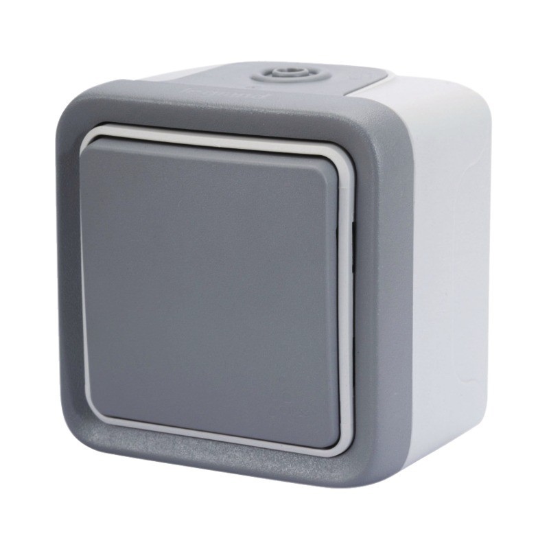 INTERRUPTEUR VA ET VIENT ETANCHE 10A 250V PLEXO GRIS COMPLET IP55 LEGRAND