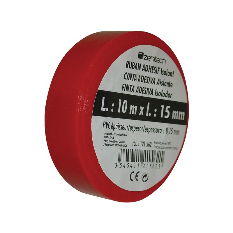 ROULEAU ADHESIF 15mm X 10M ROUGE