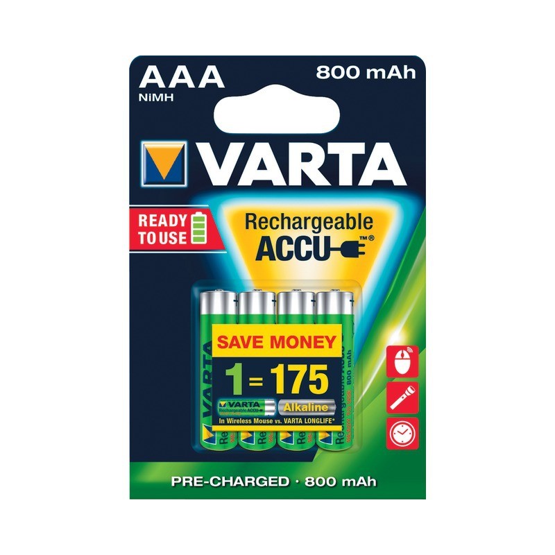 PILE RECHARGEABLE LR03 (800mah) BLISTER DE 4 VARTA