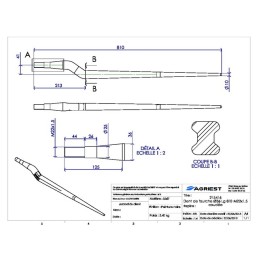 DENT DE FOURCHE Ø36 LG 810 M22X1.5 PROFIL H C