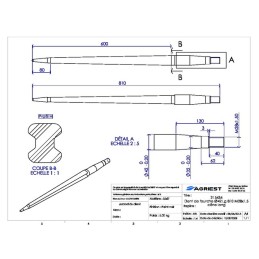 DENT DE FOURCHE Ø42 LG 810 M28X1.5 CL PROFIL