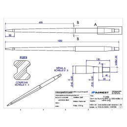 DENT DE FOURCHE Ø42 LG 1000 M28X1.5 CL PROFIL