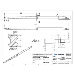DENT DE FOURCHE Ø42 LG 1200 M28X1.5 CL PROFIL