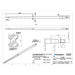 DENT DE FOURCHE Ø42 LG 1400 M28X1.5 CL PROFIL