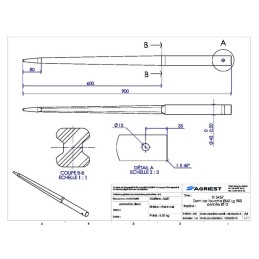 DENT DE FOURCHE Ø42 LG 900 PERCEE Ø12