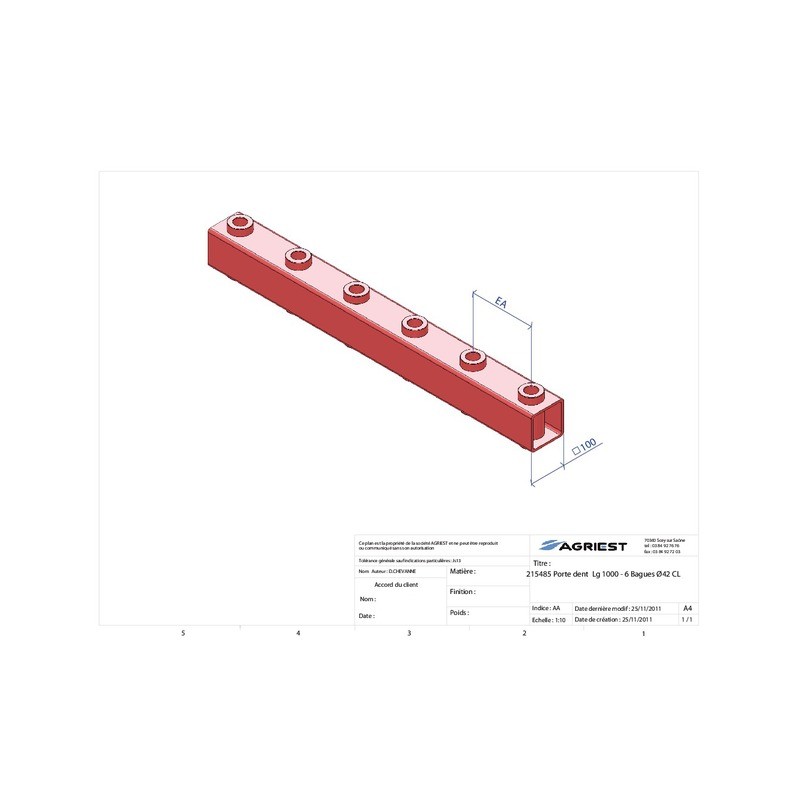 PORTE DENT LG 1000 6 BAG Ø42CL C100X100X5