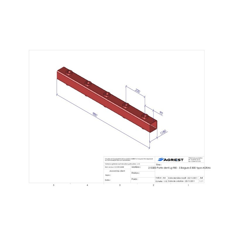 PORTE DENT LG 980 5 BAG E800 C 80X80X5 TYPE A AGRAM