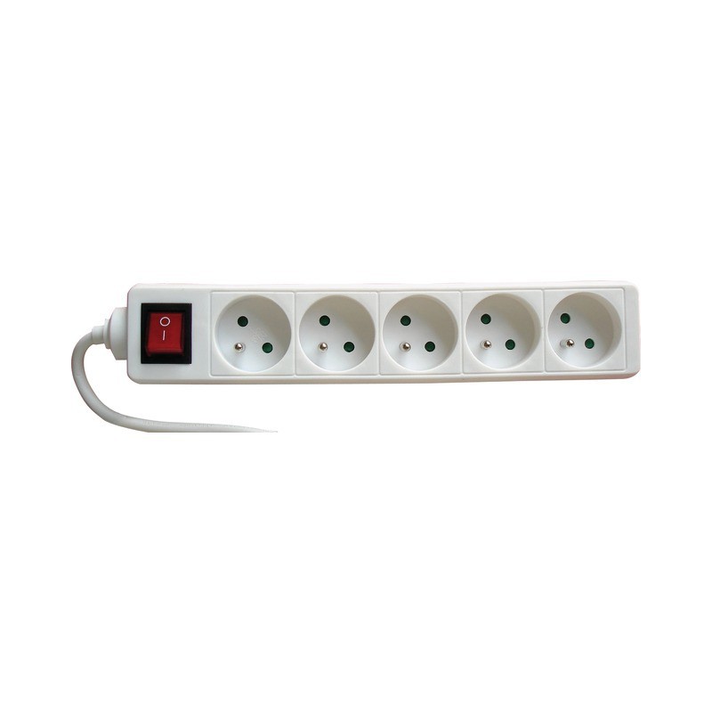 Bloc multiprises 6 prises 16A avec interrupteur blanc