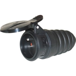 FICHE F 10/16A CAOUTCHOUC 2P+T SORTIE DROITE