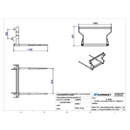 PIC'BAL EURO AVEC 2 DENTS 1100X42 CL GRIS