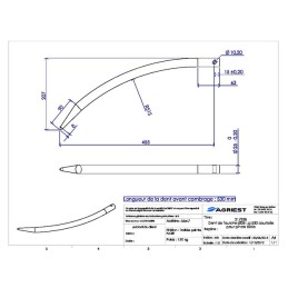DENT DE FOURCHE Ø25 LG 530 COURBEE PR PINCE B ALLE