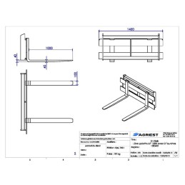 LEVE PALETTE AP 1500 AVEC 2 FOURCHES 100X40 L LG 1000