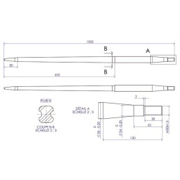 DENT DE FOURCHE Ø36 LG 1000 M20X1.5 CL LL PRO G LL