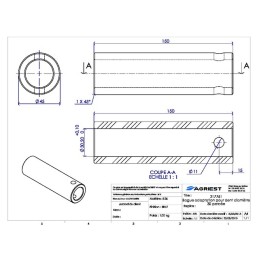 BAGUE ADAPTATION PR DENT Ø30 PERCEE Ø11 LG150