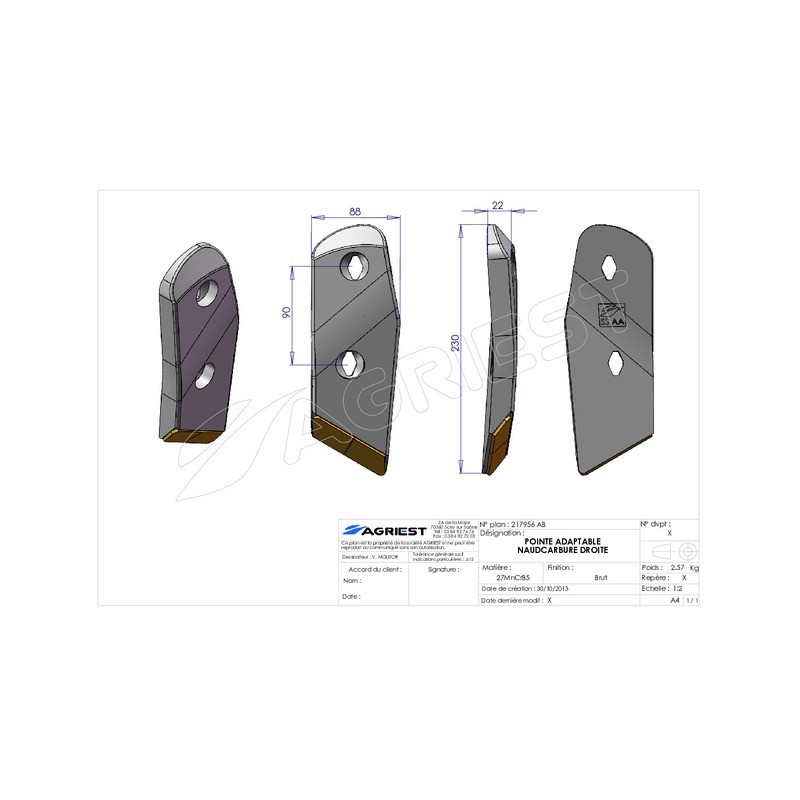 POINTE ADAPTABLE NAUDCARBURE DROITE