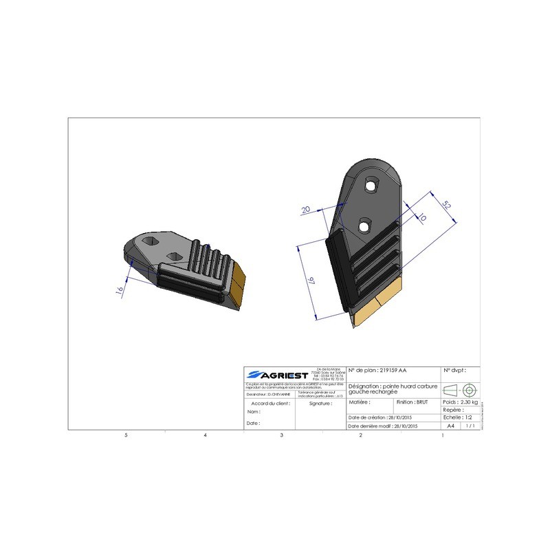 POINTE ADAPTABLE HUARDCARBURE GAUCHE RECHARGE E