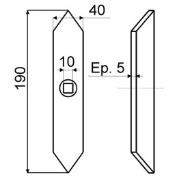 SOC VIBRO DROIT REVERSIBLE 40X5X190