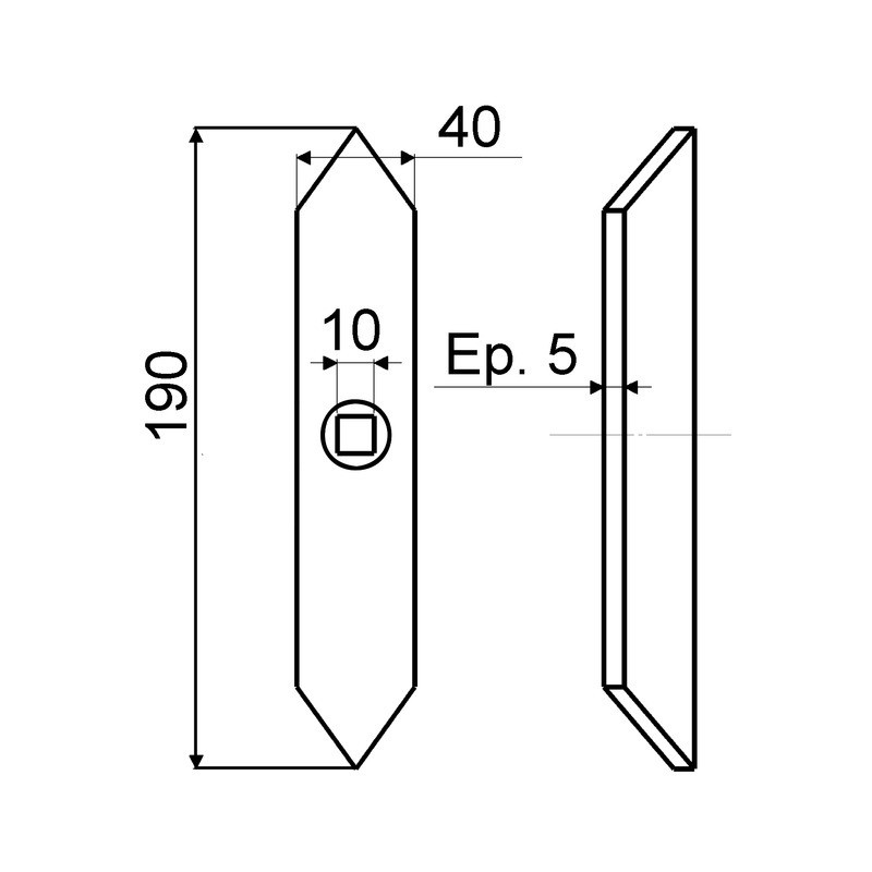 SOC VIBRO DROIT REVERSIBLE 40X5X190