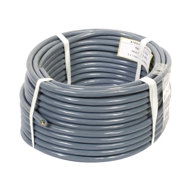 CABLE MULTICONDUCTEUR GRIS 5X1,5mm² ROULEAU DE 25M