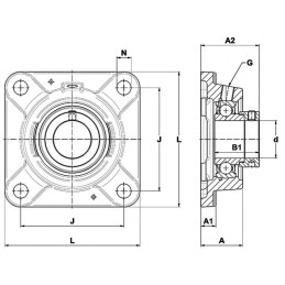 PALIER AUTO-ALIGNEUR CARRE FONTE FY 40 WF SKF