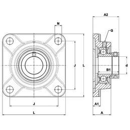 PALIER AUTO-ALIGNEUR CARRE FONTE FY 60 TF SKF