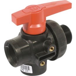 VANNE À BILLE 3V PP GAZ 1"1/4 MF-LL