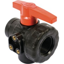 VANNE À BILLE 3V PP G1"1/2FF-LL(PC)