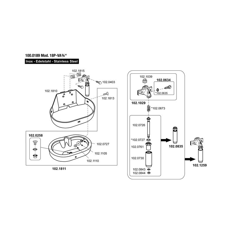ABREUVOIR ANTI-LAPAGE 18P SOUP APE INOX 3/4"