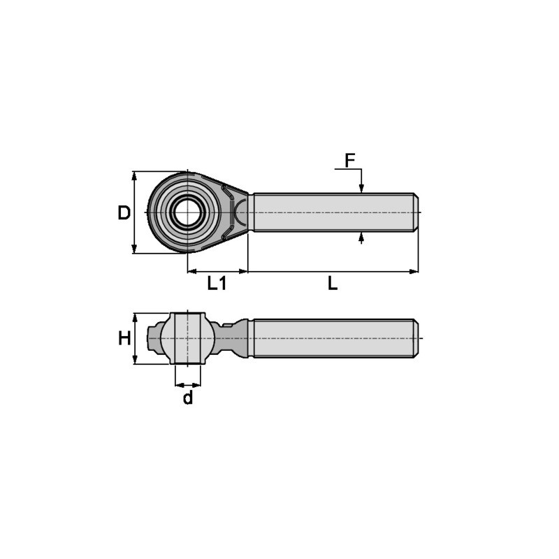 TIRANT A ROTULE FILETAGE M30X3,5 A DROITE LG 210 CAT2