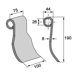 COUTEAU 100X8X190 TYPE OMARV/MORTL