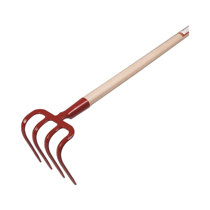 Croc à bêcher à douille 210 mm 4 dents triangle trempé emmanché 130 cm