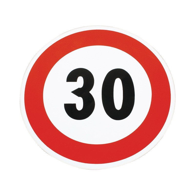 DISQUE ADHESIF 30KM/H BORD ROUGE