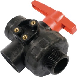 VANNE À BILLE 3V PP G1"1/4MF-LC(PC)