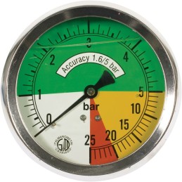 MANOMETRE INOX GLYCERINE 0/5-5/25 BAR 100 MM 1/4" DORSAL