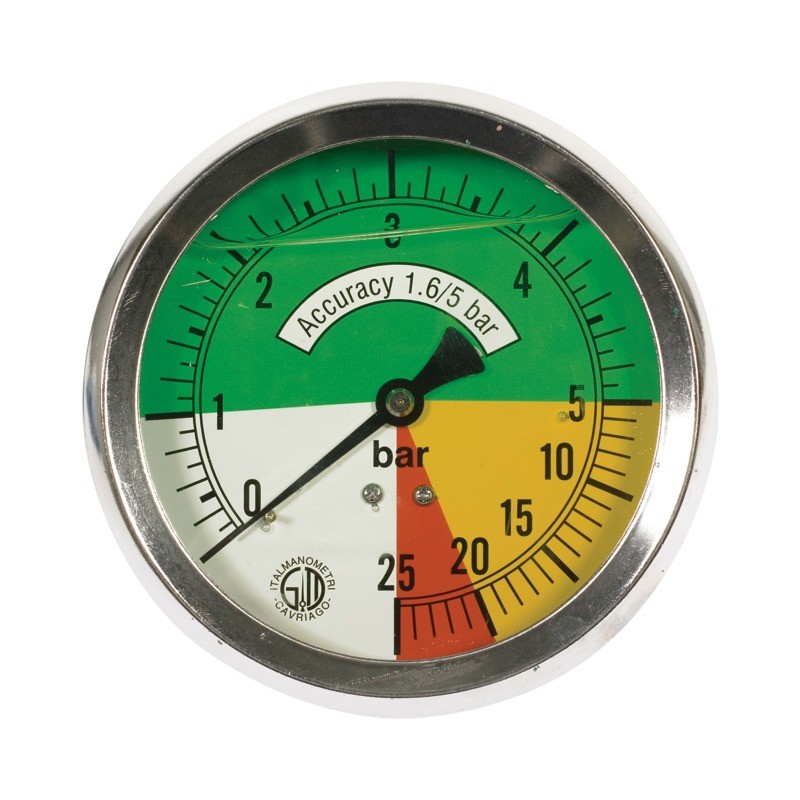 MANOMETRE INOX GLYCERINE 0/5-5/25 BAR 100 MM 1/4" DORSAL