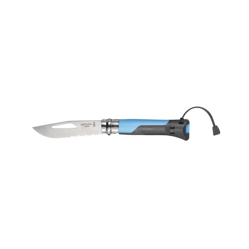 COUTEAU OPINEL INOX N°8 OUTDOO R COUPE CORDE ET SIFFLET