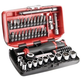 DOUILLES ET ACCESSOIRES 1/4" COFFRET DE 38 PIECES