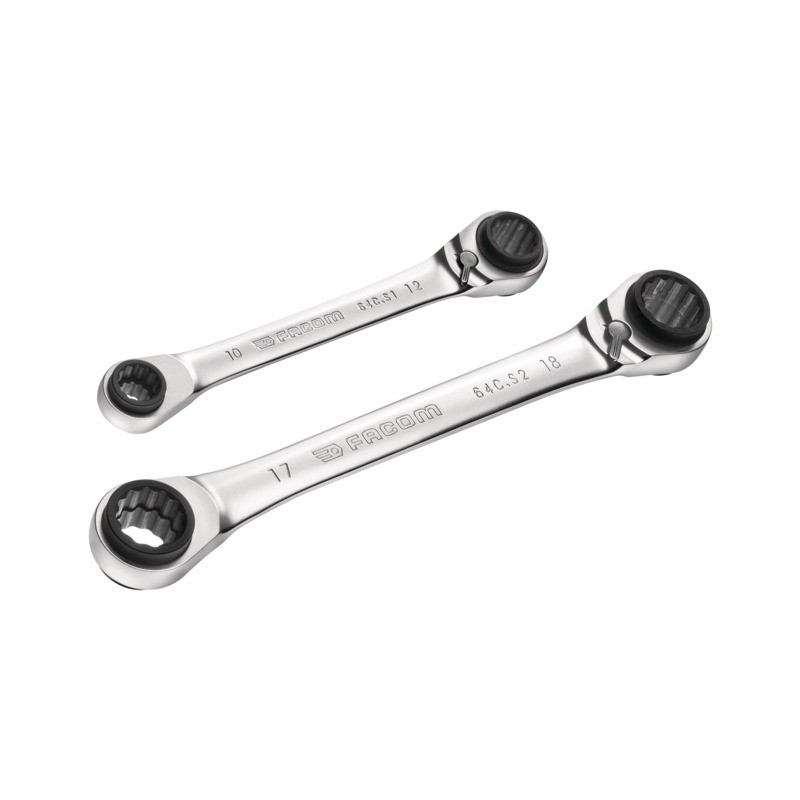 CLES POLYGONALES A CLIQUETS DROITE EN BOITE JEU DE 2 FACOM