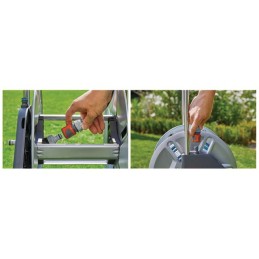 DEVIDOIR METAL SUR ROUES CLEVERROLL M EQUIPE 25 M DE TUYAU 15 MM GARDENA