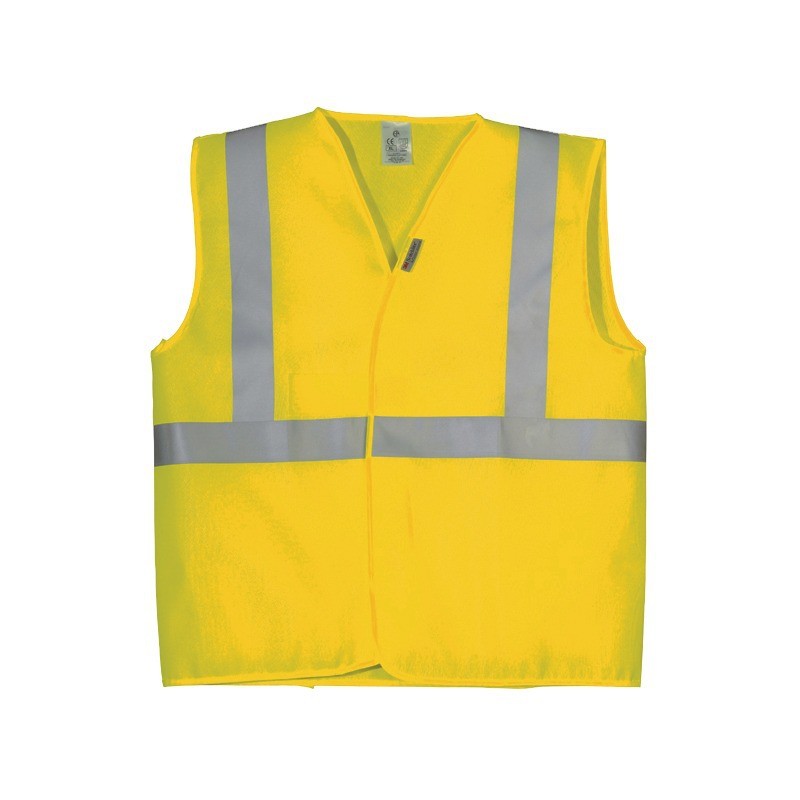 GILET FLUORESCENT JAUNE BANDES 3M TRANSVERSALE ET BAUDRIER