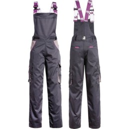 SALOPETTE DE TRAVAIL DOUBLE ZIP GRIS/ROSE TAILLE S