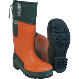 BOTTES FORESTIERE ANTI-COUPURE VERT/ROUGE P46