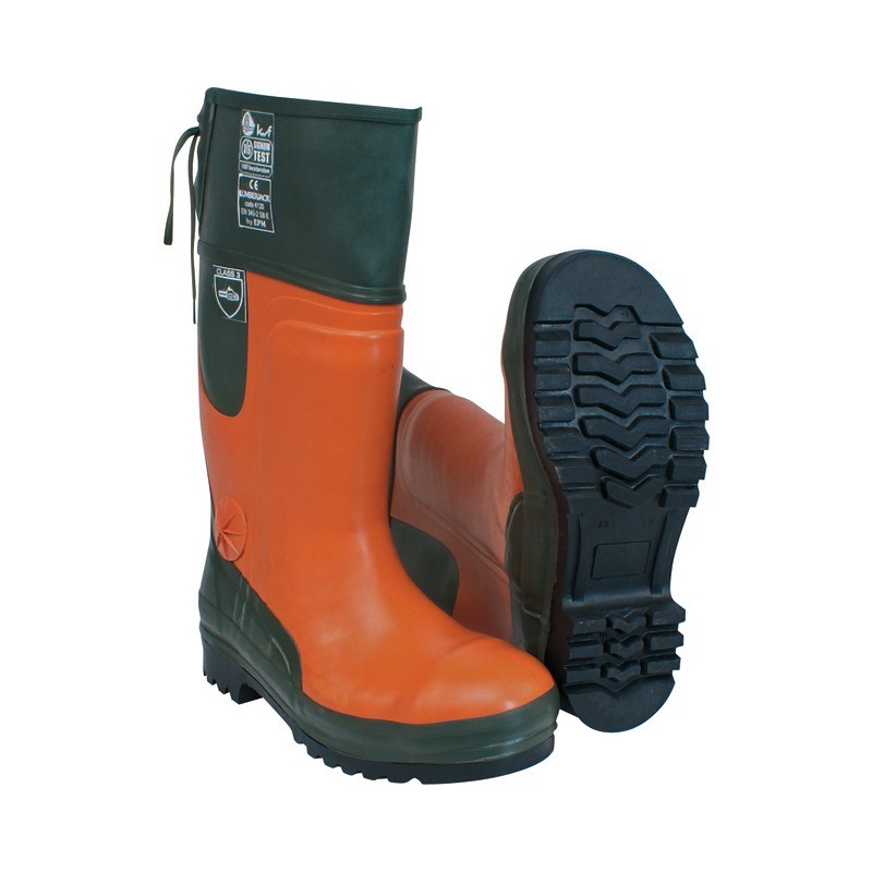 BOTTES FORESTIERE ANTI-COUPURE VERT/ROUGE P46