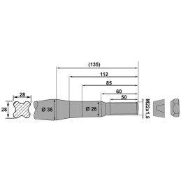 DENT DE FOURCHE Ø35 LG 820/600 M22X1.5 CC PRO