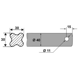 DENT DE FOURCHE Ø40 LG 1000 PERCEE Ø11,5
