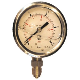 MANOMETRE GLYCERINE D63 M1/4 INOX 0-2,5 BARS